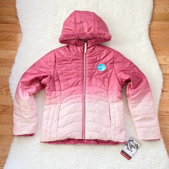 Swiss Alps Reversible Jacket, Dip-Dye Print, Insulated, Faux Fur, Water Resis... - Picture 1 of 9